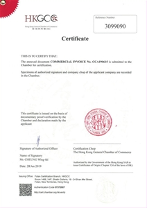H.K. Chamber Certificate